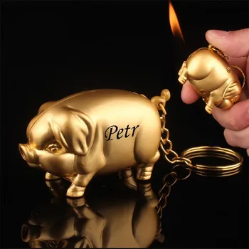 Zapalovač Luxusní kovový zapalovač Zlaté Prasátko