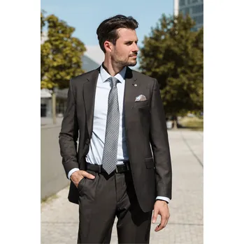 Pánský vlněný oblek Barva: Šedohnědá, Velikost: 48, Střih: SLIM FIT