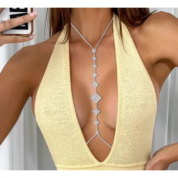 Náhrdelník B-TOP Sexy štrasový náhrdelník na tělo s kosočtverci