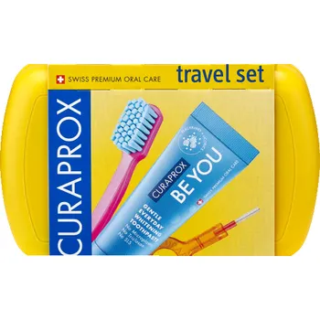 Zubní kartáček Curaprox Travel set stejnobarevný mix náhradních hlavic magenta 2 ks Název varianty: Příchuť: Ostružina + lékořice