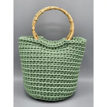Kabelka Kabelka do ruky - koš malý s bambusovými uchy zelená