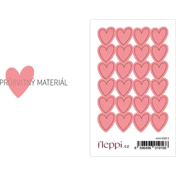 samolepka Fleppi Samolepky Srdíčka | průsvitné Barva samolepek: pastelově červená