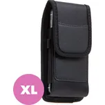 Pouzdro pro Apple iPhone 11 / 12 / 13 / 14 / 15 + Pro verze - otevírání nahoru - látkové - černé