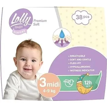 jednorázová plena LOLLY BABY Premium soft vel. 3 (38 ks)