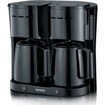 Kávovar Kávovar+čajovar Severin, KA 9315, 2 x 8 šálků kávy, 2 termokonvice, 2 výkyvné filtry 1x4, 2 samostatné systémy ohřevu, 2 x 1000 W