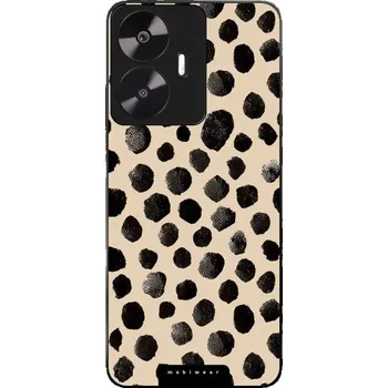 Pouzdro na mobilní telefon Lesklý kryt Mobiwear Glossy - Realme C55 - GA50G Černé puntíky (Prémiové lesklé pouzdro, obal, kryt Mobiwear Glossy na mobil Realme C55 - GA50G Černé puntíky, materiál Plast + TPU silikon - krytí po všech stranách, neošoupatelný potisk, tenké provedení,)