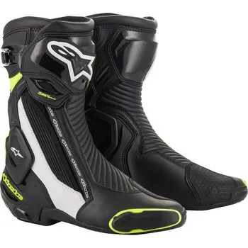 Moto obuv Boty SMX PLUS 2, ALPINESTARS (černá/bílá/ žlutá fluo) 2026 37