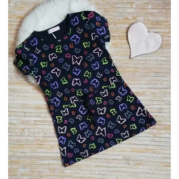 Dívčí šaty BAVLNĚNÉ DÍVČÍ LETNÍ ŠATY S MOTÝLKY 116-146 LÉTO Barva: Tmavě modrá, Velikost: 116