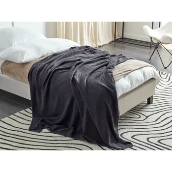 Přehoz na lůžko Deka tmavě šedá bavlna 130 x 180 cm jednobarevná bez vzoru přehoz na postel moderní styl obývací pokoj ložnice Beliani