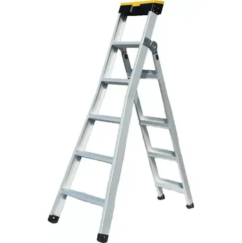 Žebřík Hliníkový multifunkční kombinovaný žebřík 3v1, 6 až 9 příček, pracovní výška až 3,5 m, s přihrádkou na nářadí, nosnost 150 kg, BATAVIA (BATAVIA)
