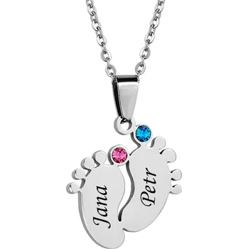 Přívěsek Přívěsek Dětské nožičky Deluxe Swarovski krystaly růžovo modré