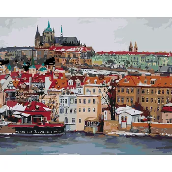 ZUTY Malování podle čísel - ZIMNÍ PRAŽSKÝ HRAD Rozměr: 80x100 cm, Rámování: bez rámu a bez vypnutí plátna