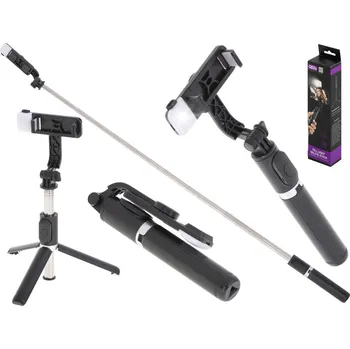 Selfie tyč Selfie tyč se stativem a lampou černá