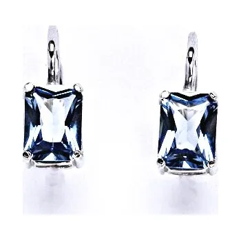 Náušnice Stříbrné náušnice akvamarin zirkon - NK1446 (Stříbrné náušnice se zirkonem 8x6 mm)