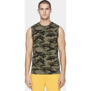 Pánské tričko Pánské tričko bez rukávu D4L20 TSM306M Khaki zelená - 4F maskáčová-zelená S