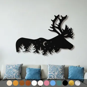 Obraz WoodenPuzzle.cz Dřevěný obraz - Los Barva: Černá, Velikost: L