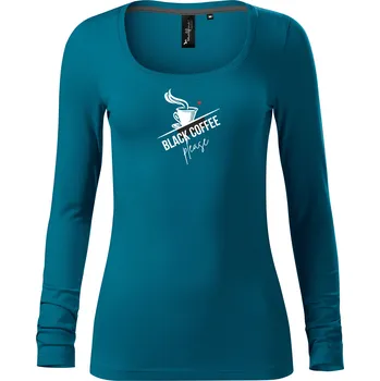 Dámské tričko Dámské tričko s dlouhým rukávem s potiskem Black Coffee Please