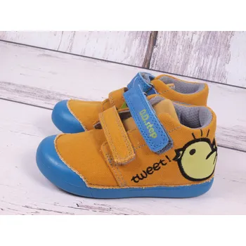 Chlapecké tenisky Plátěná obuv D.D.step C066-617A hořčicové s modrou s ptáčkem velikost: 22