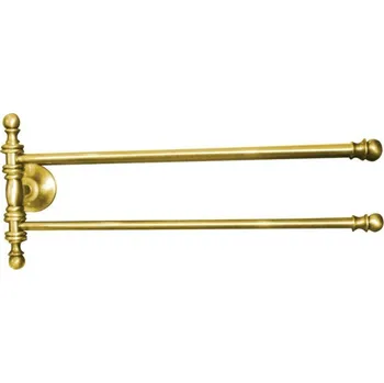 Držák na ručník PERLA dvojitý držák ručníků otočný 390mm, zlato PE0175