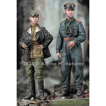 Plastikový model Alpine Miniatures 1/35 WW2 Soviet Tank Officer Set (2 figures)