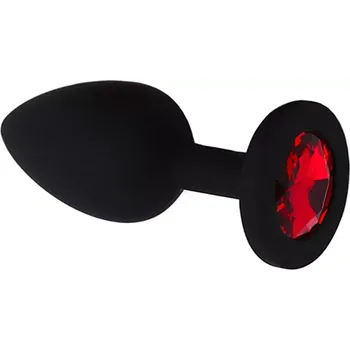 Silikonový anální kolík s červeným diamantem - S