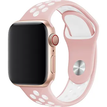 Řemínek na hodinky AW Sportovní řemínek na Apple Watch - Růžovo-bílý Šířka uchycení řemínku: 44/45/46/49mm, Délka řemínku: Dámský - S/M (14 - 19cm), Barva: Růžovo-bílý IR-AWSPRT104