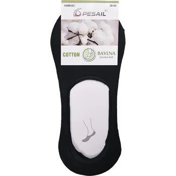 Pánské oblečení PESAIL® Pánské neviditelné bavlněné ponožky do tenisek - černé (vel. 40-43), + Prodloužená možnost vrácení zboží do 50 dnů