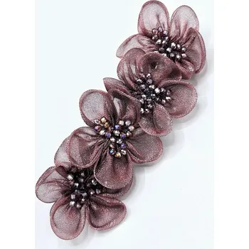 Květinová spona do vlasů - bordový květ (9,8 x 1 cm)