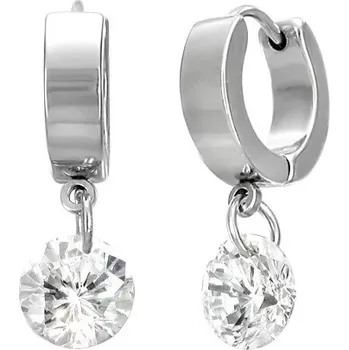 Náušnice Kruhové náušnice z chirurgické oceli, visící blýskavý zirkon čiré barvy