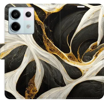 Pouzdro na mobilní telefon Flipové pouzdro iSaprio - BlackGold Marble - Xiaomi Redmi Note 13 Pro+ 5G