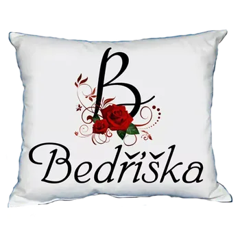 Dekorativní polštářek Polštář s dámským jménem BEDŘIŠKA Červený (polštářek dámské jméno )