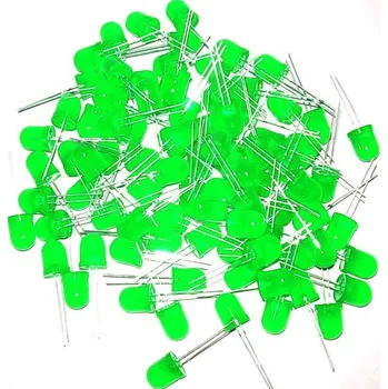 Polovodič LED 10mm zelená difuzní, balení 100ks