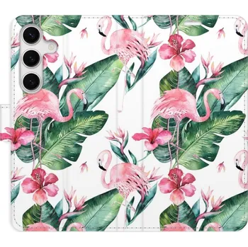 Pouzdro na mobilní telefon Flipové pouzdro iSaprio - Flamingos Pattern - Samsung Galaxy S24