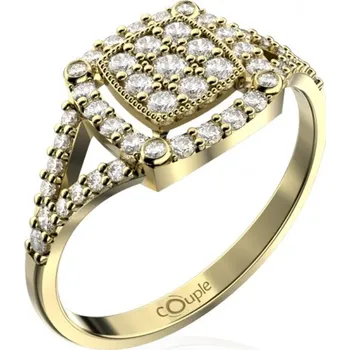 Prsten Couple, Třpytivý prsten Kostka, žluté zlato se zirkony, vel. 53, prům. 16.9 mm, 585-66-1-0309.0Z00.0.53.001