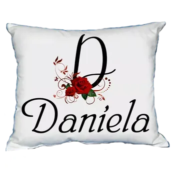 Dekorativní polštářek Polštář s dámským jménem DANIELA Červený (polštářek dámské jméno )