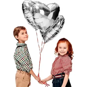Balónek Sada balónků ve tvaru srdce 30 ks Stříbrná