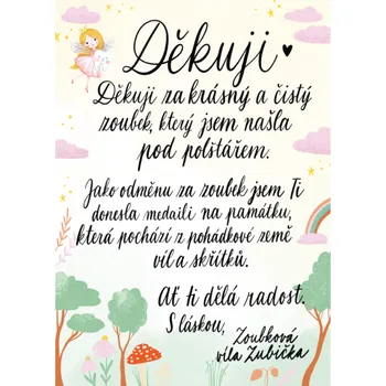 Kancelářský papír Zoubková víla-dopis a diplom od Zoubkové víly