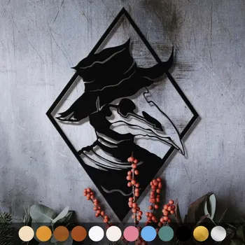 Obraz WoodenPuzzle.cz Dřevěný obraz - Morový doktor Barva: Stříbrná, Velikost: M