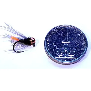 Umělá nástraha Slavíček muškaření Orangetag černý vel.h.16 hl.3,0mm, měděná