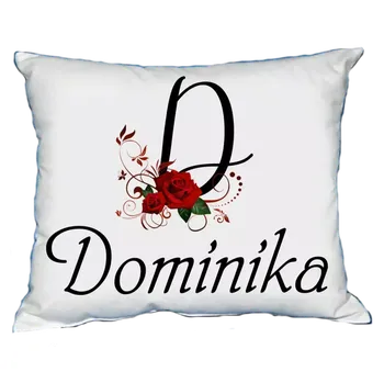 Dekorativní polštářek Polštář s dámským jménem DOMINIKA Červený (polštářek dámské jméno )