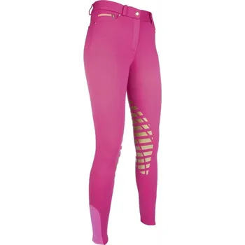 Jezdecké kalhoty Dámské jezdecké rajtky HKM Soft se silikonem na kolenou Růžová 36