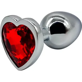 Anální kolík Kovový anální kolík s diamantem ve tvaru srdce - S