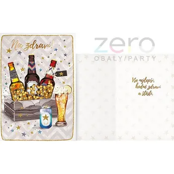 Přání s textem narozeninové + obálka - piva v bedně