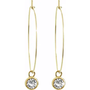 Módní doplněk JSB bijoux s.r.o. Zlaté ocelové náušnice provlékací s jedním krystalem Swarovski Crystal na velkém kruhu