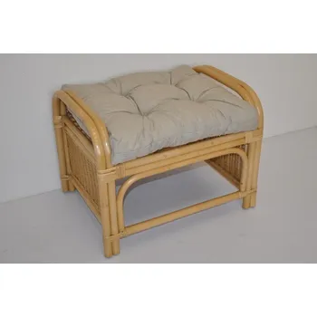 Taburet Nábytek PEGAS Ratanová taburetka Ear medová polstr tmavě béžový melír