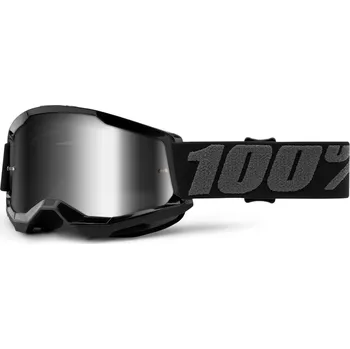 Motocyklové brýle 100% Strata 2 Kid černé (stříbrné zrcadlové plexi)