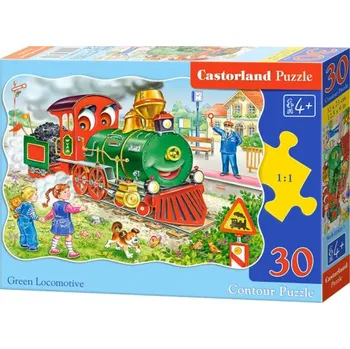 Dětské zboží Puzzle Castorland 30 dílků - Zelená lokomotiva