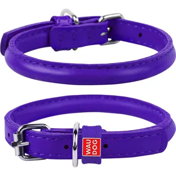 Obojek pro psa kulatý kožený fialový obojek pro dlouhosrsté psy - www.hafico.cz Obvod krku: 45-53cm,	šířka obojku: 13mm