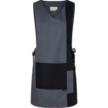 Kuchyňská zástěra Karlowsky Dámský pracovní plášť Marilies s dvěmi předními kapsami Barva: šedá - černá (ca. Pantone 7540C)-Black (ca. Pantone 419C), Velikost: III (46/48) KY065