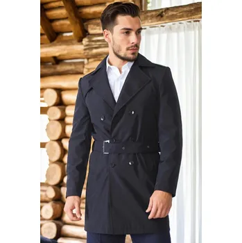 Pánská casual bunda PLT8321 DEWBERRY MEN'S OVERCOAT-PLAIN NAVY BLUE dewberry šedá 2706209